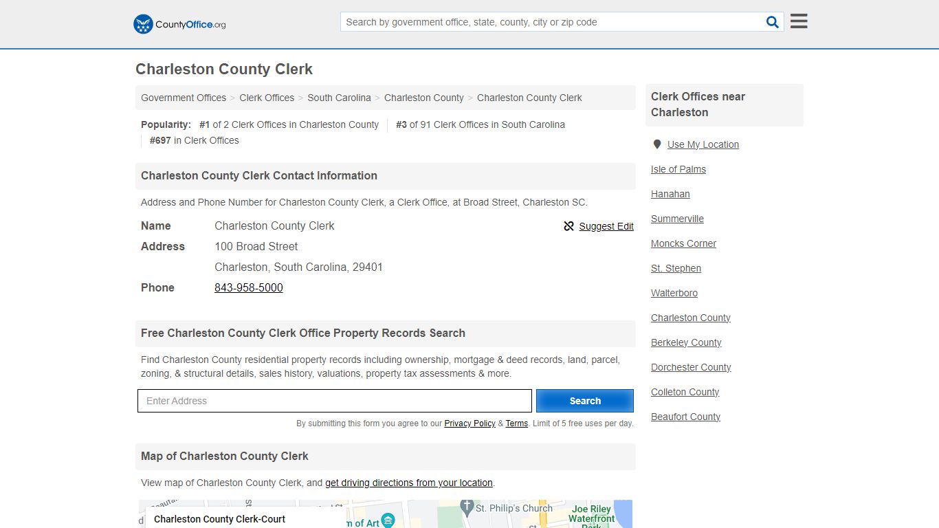 Charleston County Clerk - Charleston, SC (Address and Phone)